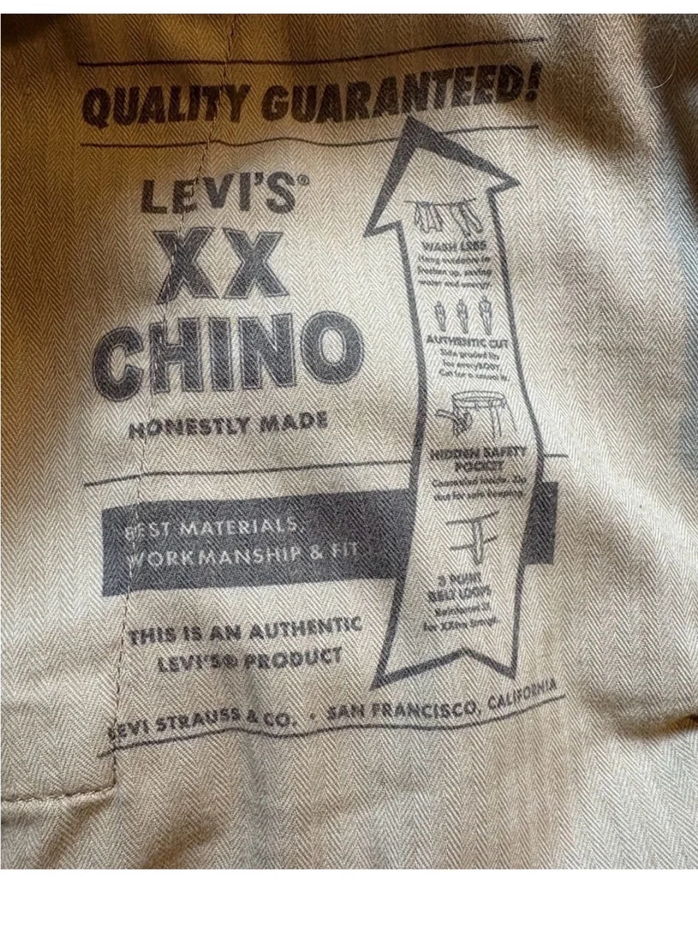 Levis XX Chino Authentic Men’s Pants Brown 100% Cotton Straight Leg Sz 40x32